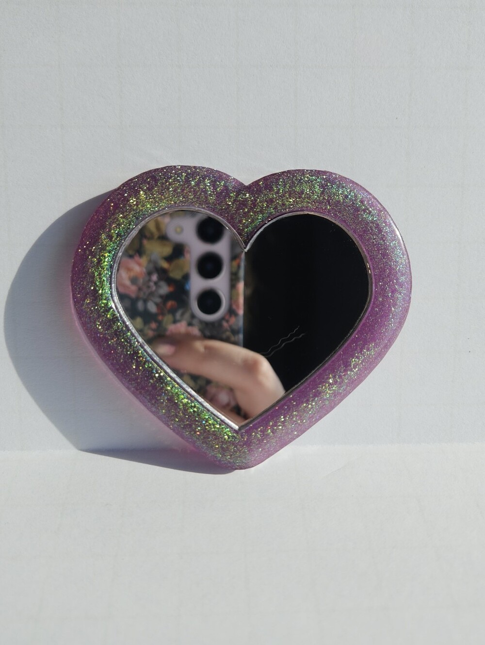 Handmade Purple Heart Pocket Resin Mirror Bridgerton Coquette Girly Vibes